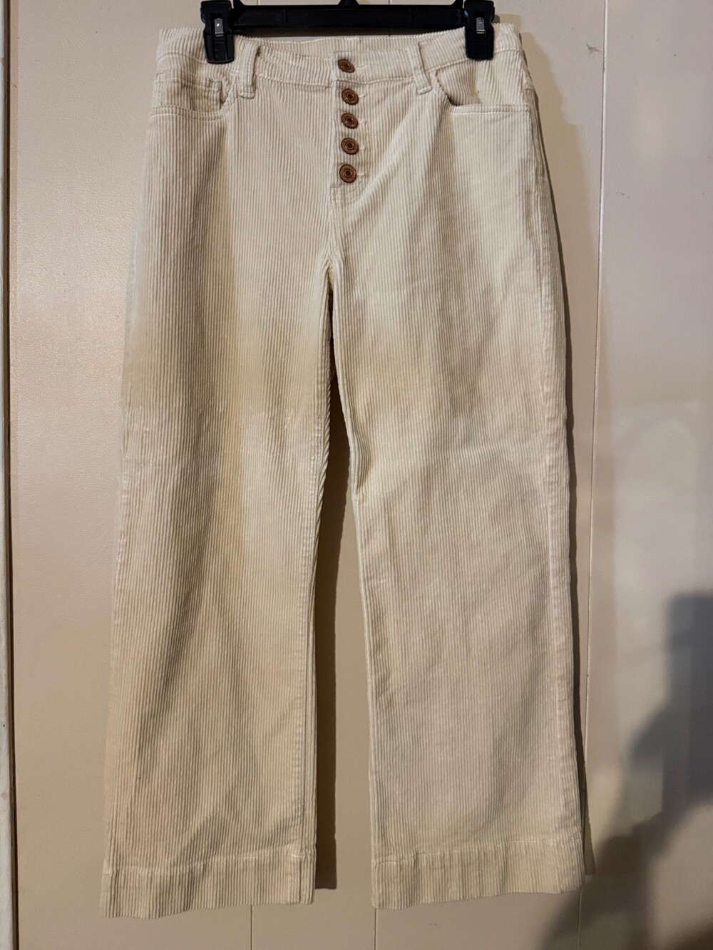 cabi Wide Leg Corduroy Pants Size 4 Cream